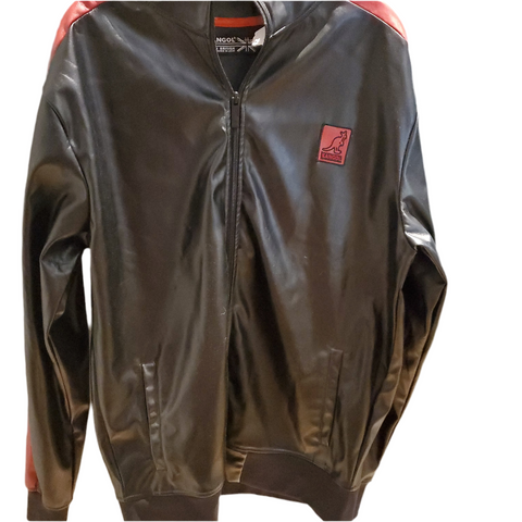 Veste kangol en cuir rouge et noir
