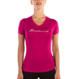 THE PALLID THREAT V-NECK TEE MAGENTA